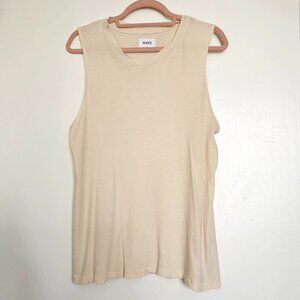 Mate 100% Cotton Soft Sleeveless Tank Top w Distressed Neckline M
